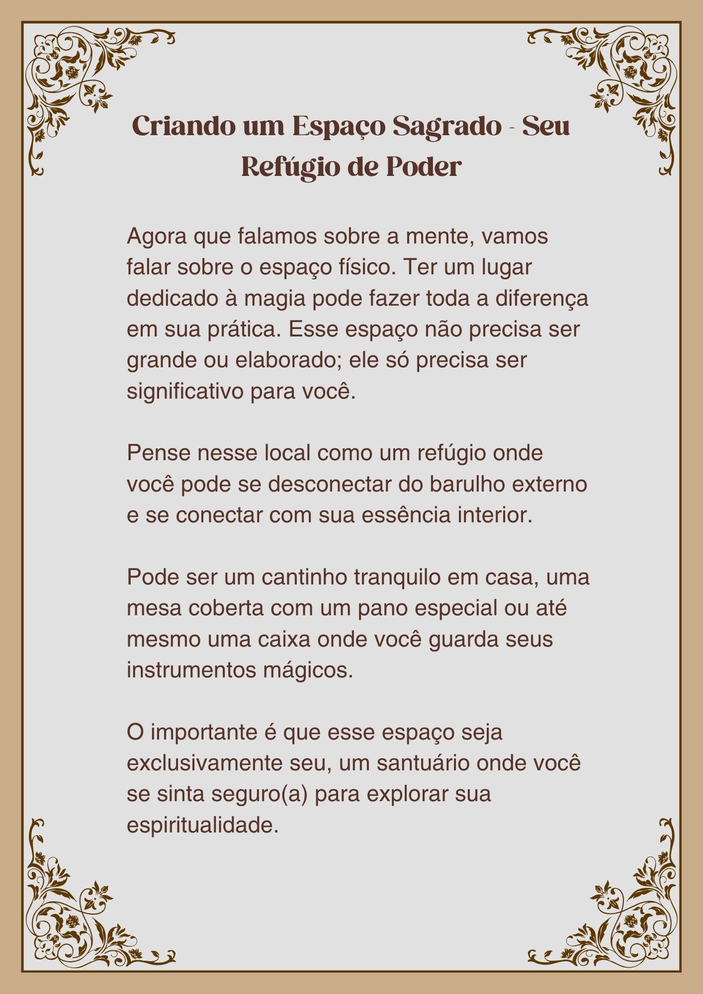 criando um espaço sagrado
