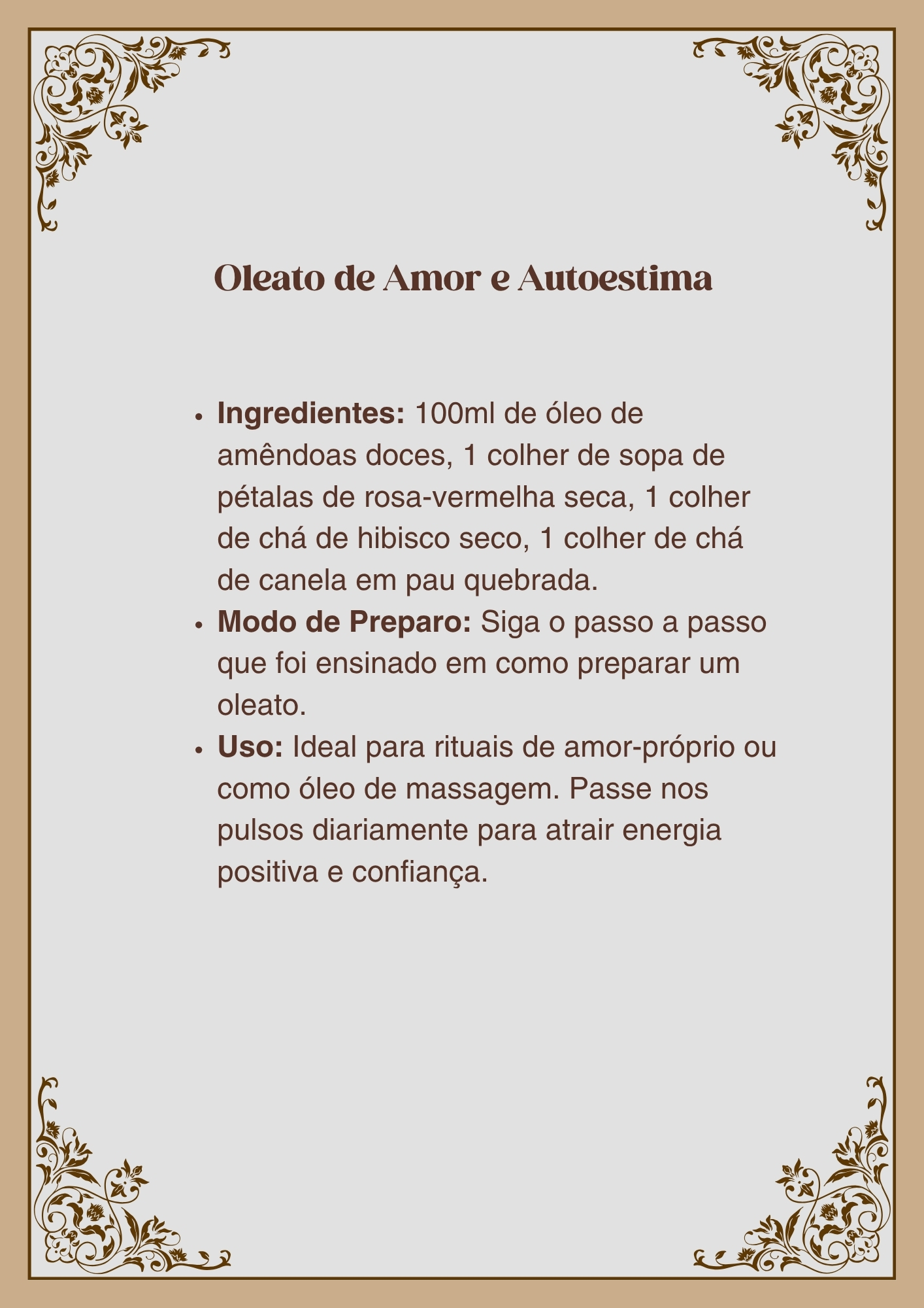 oleato de amor e autoestima